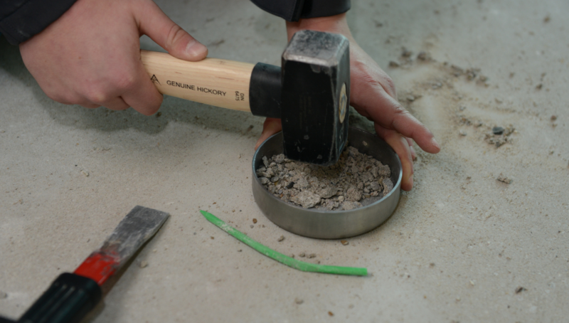 Die Durchschnittsprobe wird zerkleinert und homogenisiert.