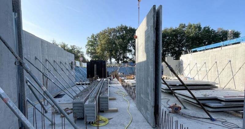 Fertigteile aus Geopolymerbeton auf der Baustelle UBS4 in Norderstedt