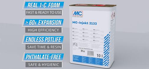 MC-Injekt 2133 lässt sich einfacher und sicherer, ohne Mischen und große Vorbereitung, anwenden und ist frei von gesundheitskritischen Weichmachern. 