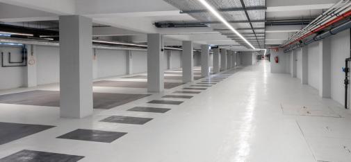 Blick in das fertig beschichtete Parkhaus in Lissabon