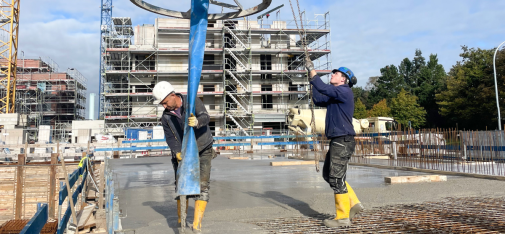 Blick auf die Baustelle in Norderstedt, bei der Earth Friendly Concrete zum Einsatz kam.