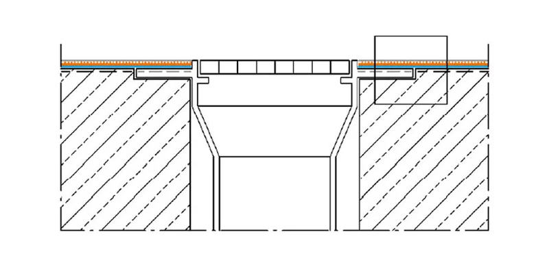 Abdichtungsdetail 07:<br>Gully mit Flansch