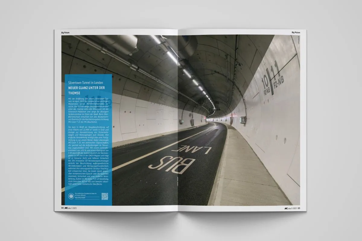 Foto der Doppelseite mit dem Big Picture des Silvertown-Tunnels
