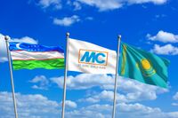 Flaggen von Usbekistan, Kasachstan und MC-Bauchemie