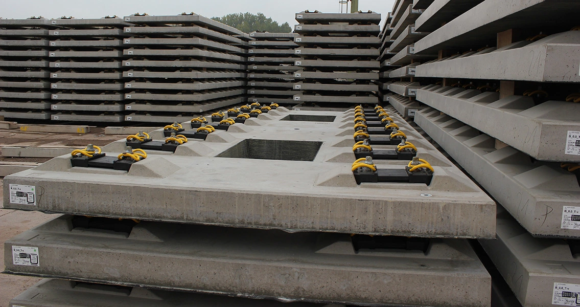 Lagerung der Gleistragplatten in Heringen