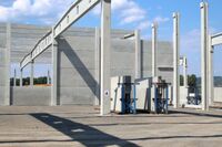 Ein Blick auf die Betonfertigteile der Baustelle in der Slowakei