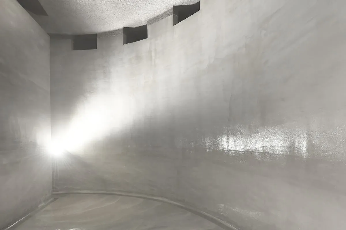 Fliesen waren gestern - die mineralisch beschichteten Boden-, Wand- und Deckenflächen nach der Instandsetzung im Trinkwasserbehälter Kapfenberg.