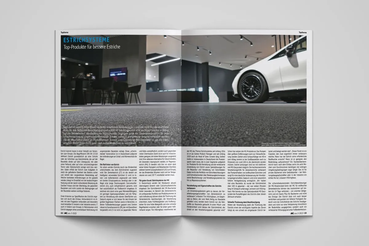 Unser TOPTHEMA in der aktuellen Ausgabe der MC aktiv sind Estrichsysteme. 