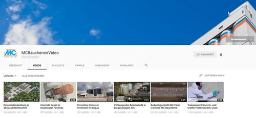 MC corporate channel on YouTube <br>© MC-Bauchemie 2025