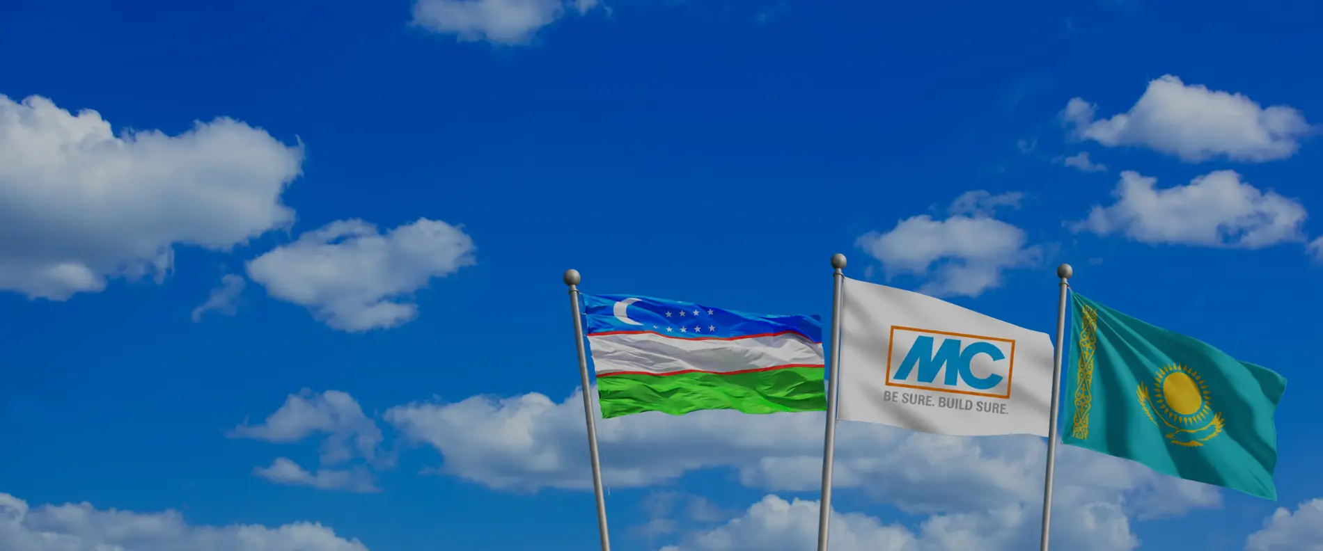 Flagge von Usbekistan, Kasachstan und MC-Bauchemie