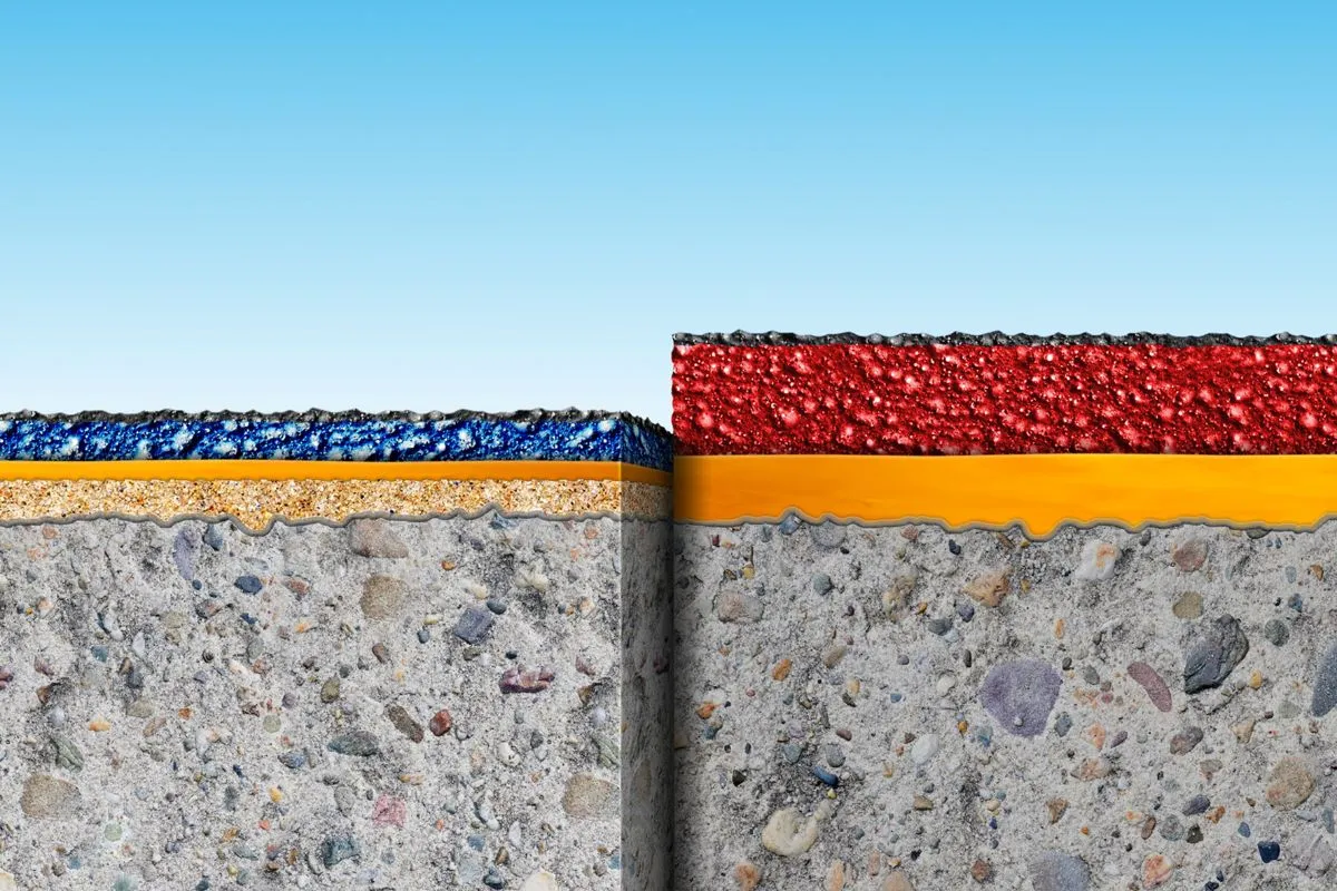 Zwei Schichtaufbauten nebeneinander