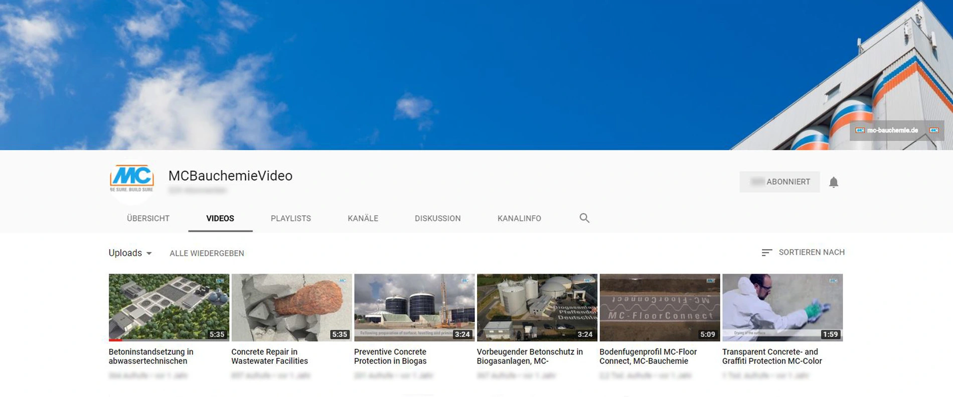 MC corporate YouTube channel